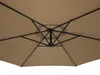 The underside of a large, open umbrella with a taupe fabric canopy and a black metal frame. Produktbild-Vorschau