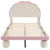 A bed frame with a shell-shaped headboard and LED lights. Náhled obrázku produktu