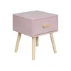 A pink nightstand with wooden legs and a drawer. Produktbild-Vorschau