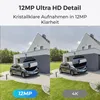 Comparison of two images showing a house and car, one labeled 12MP and the other 4K, with a zoomed-in view of a license plate. Produktbild-Vorschau