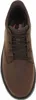 A top-down view of a brown leather shoe. Voir les images du produit