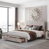 Letto imbottito 140 x 200 cm, letto matrimoniale con ampio Anteprima dell’immagine prodotto 1