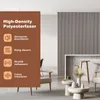 A marketing image showcasing the features of high-density polyester fiber acoustic panels, with a room interior in the background. Náhľad obrázku produktu