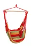 A striped hanging chair suspended from a wooden bar. Produktbild-Vorschau
