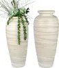 Dekorative schwere Bodenvase 60cm Creme - Relief aus Produktbild-Vorschau 3