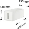 A white cable box with dimensions indicated by arrows and text. Náhľad obrázku produktu