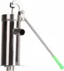 A stainless steel hand water pump with a green handle, shown against a white background. Produktbild-Vorschau