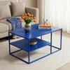 Tavolino 'Solund' in acciaio 90 x 60 x 45 cm blu scuro Anteprima dell’immagine prodotto 1