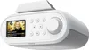 A white digital radio with a screen displaying information about Edith Bowman. Voir les images du produit