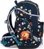A side view of a children's backpack with a colorful polka dot pattern. Voir les images du produit
