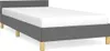 A dark gray bed frame with a white mattress on a white background. Náhled obrázku produktu