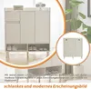 A white shoe cabinet with shoes on the shelves, placed in a room with plants and natural light. Produktbild-Vorschau