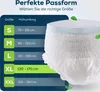 A size chart for adult diapers with a product image on the right. Produktbild-Vorschau