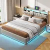 Lit Coffre 160x200 cm Velours Gris, LED, Charge USB, Voir les images du produit 9