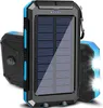 A solar power bank with a flashlight and compass is shown against a white background. Produktbild-Vorschau