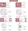 A diagram showing the dimensions and capacities of porcelain tableware with a cherry blossom design. Voir les images du produit