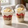 Dessertbecher 50er Set 270 ml - transparent aus PET mit Deckel und Kuppel Náhľad obrázku produktu