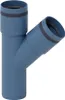 A blue pipe fitting with a Y-shaped junction and two dark gray bands. Náhľad obrázku produktu