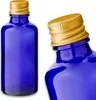 5x Blaue Glasflasche 50 ml mit goldenem Aluminium Produktbild-Vorschau 2