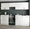 A modern white high-gloss kitchen unit with appliances. Produktbild-Vorschau