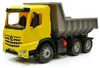 A yellow toy dump truck with a gray dump bed, shown from a front-side angle against a white background. Anteprima dell’immagine prodotto