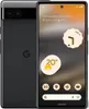 A black Google Pixel 6a smartphone is shown from the front and back, with its screen displaying widgets and notifications. Produktbild-Vorschau