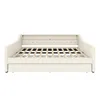 A front view of a cream-colored daybed with a wooden slat mattress support. Anteprima dell’immagine prodotto
