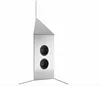 A corner electrical outlet with two sockets, made of brushed stainless steel. Voir les images du produit