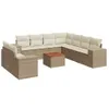 10-tlg. Garten-Sofagarnitur mit Kissen Beige Poly Rattan Produktbild-Vorschau 1