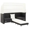 Ausziehbares 3-Sitzer-Schlafsofa mit Dach Poly Rattan Produktbild-Vorschau 3