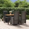 vidaXL 5-tlg. Garten-Essgruppe mit Kissen Schwarz Poly Produktbild-Vorschau 2