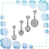 4 Teile/satz Frauen Strass Runde Kugel Barbell Bauchnabel Produktbild-Vorschau 6
