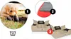 A collage of images showing a puppy, a close-up of a dog bed cover, and two views of a dog bed. Voir les images du produit
