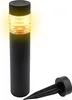 A black solar garden light with a yellow glow is shown on a white background, with a separate stake accessory. Anteprima dell’immagine prodotto