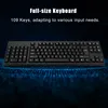 A full-size black keyboard is displayed on a dark blue background with digital light effects. Náhled obrázku produktu