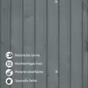 A close-up of a grey wooden surface with text and icons describing product features. Produktbild-Vorschau