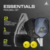 A pickleball set with paddles, a bag, and balls, presented with descriptive text. Produktbild-Vorschau