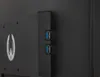 Close-up of the back of a monitor showing two USB ports and a logo. Produktbild-Vorschau