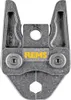 A close-up, top-down view of a Rems press jaw for pipe fittings. Náhled obrázku produktu