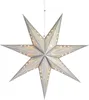A silver, 3D star-shaped lantern with small lights inside, suspended by a white string against a white background. Anteprima dell’immagine prodotto