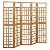 A five-panel wooden lattice privacy screen, also known as a trellis or paravent, is shown against a white background. The screen is made of wood and has a lattice pattern. Podgląd zdjęcia produktu