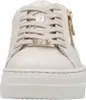 A close-up front view of a beige sneaker with a platform sole. Náhled obrázku produktu