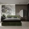 A bedroom with a bed, dresser, and mirror. Náhled obrázku produktu