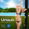 A woman is showering outdoors by a pool on a sunny day. Produktbild-Vorschau