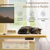 A cat sleeping on a desk in front of a monitor with overlaid graphics about the desk's features. Anteprima dell’immagine prodotto
