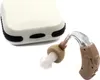 A hearing aid and its charging case are displayed against a white background. Produktbild-Vorschau