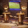 Tribesigns, barový stolek, výška 100 cm, kulatý, s kovovou Náhled obrázku produktu 3