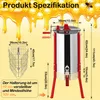 A diagram showing the specifications of a honey extractor, with measurements and text. Produktbild-Vorschau
