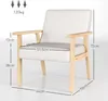 HOMCOM Eetkamerstoel, gestoffeerde fauteuil, massief houten Productafbeelding-voorbeeld 3