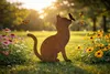 Gartendeko Gartenstecker Katze mit Schmetterling, Edelrost Produktbild-Vorschau 1